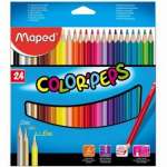 Карандаши цветные 24 цв. MAPED "Color Peps" трехгранные,ударопроч.   /183224*91053