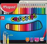 Карандаши цветные 24 цв. MAPED "Color Peps" трехгранные,ударопроч., в метал.кор.   /832016*31822
