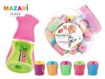Точилка пласт. Mazari 1отв.  "Glossy" с контейнером, асс,уп.42   /М-6658*31871