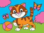 Мозаика 10*15см Рыжий кот "Котенок и бабочки" алмазная по номерам, на подрамнике   /АС1021*59742