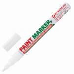 Маркер-краска BRAUBERG лаковый (paint marker) 2 мм, белый, без ксилола без запаха), алюминий,prof   /150869*64087