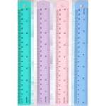 Линейка алюм. 20 см. deVENTE двойная шкала, цве тн., пастель, пласт. подвес   /5091532*21356